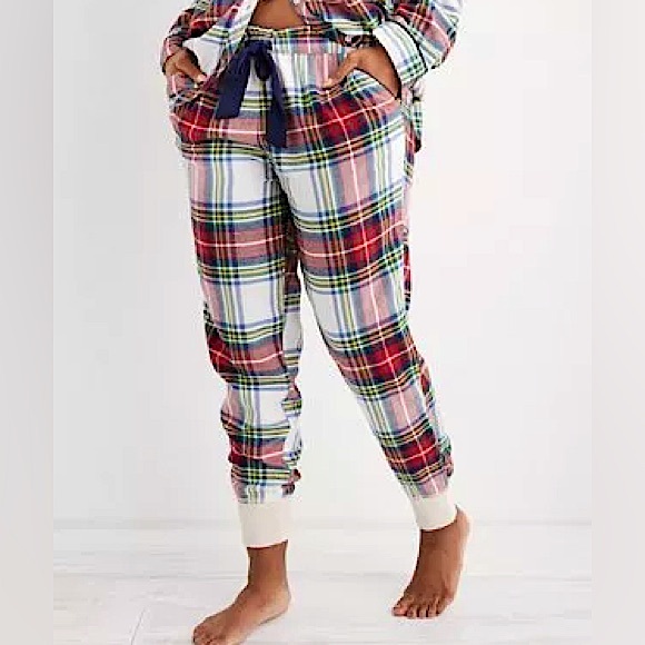 🩷AERIE JOGGER PLAID PAJAMA PANTS FLANNEL LONG SLEEVE CHRISTMAS PAJAMAS STRETCHY - Picture 2 of 14